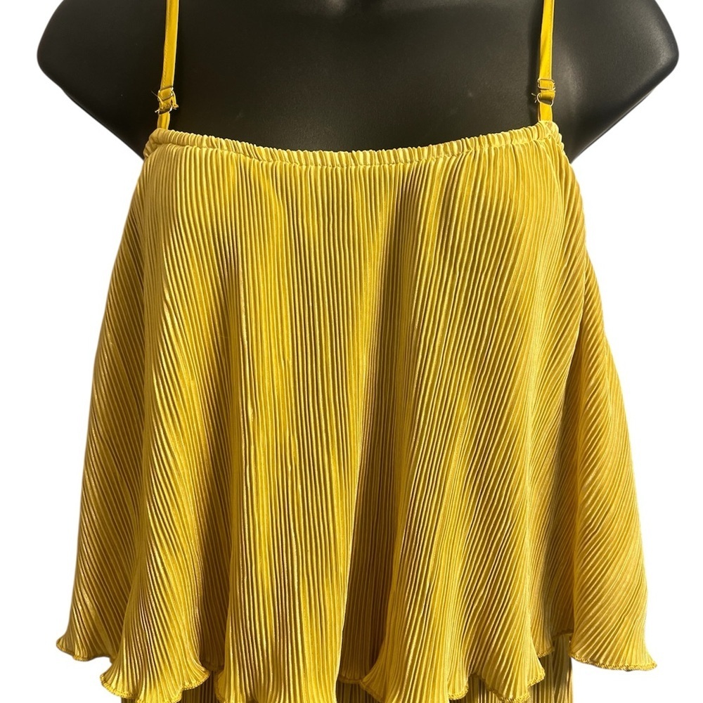 Cider Yellow Pleated Spaghetti Strap Jumpsuit Sz M NWT